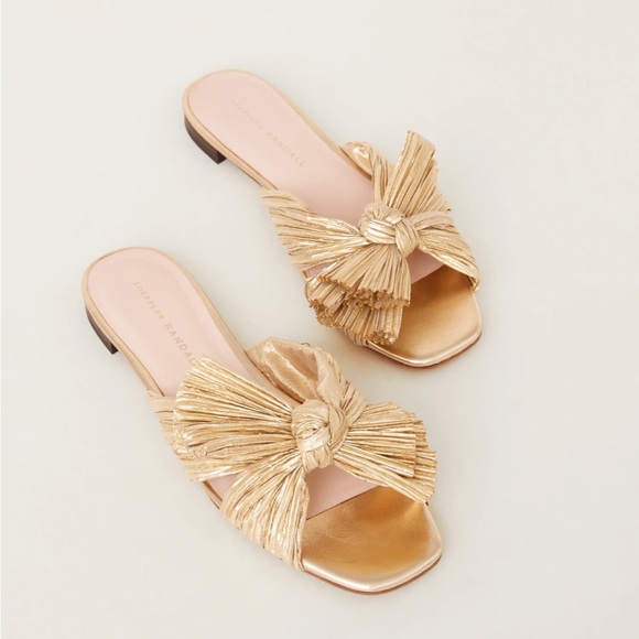 Loeffler Randall Shoes - Loeffler Randall Daphne Pleated Gold Bow Slide
